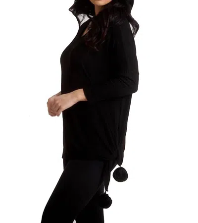 French Kyss Supersoft Pom Pom Top In Black In Black