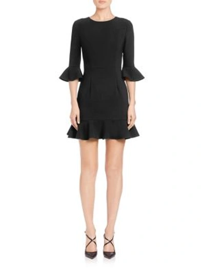 Shop Black Halo Flutter-sleeve Dress In Black