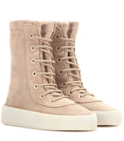 Shop Yeezy Crêpe Suede Boots (season 2) In Beige