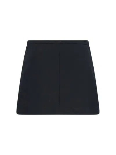 Courrèges Twill Mini Skirt With Zipper In Black