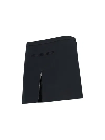 Courrèges Twill Mini Skirt With Zipper In Black