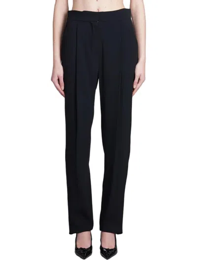 Emporio Armani Sablé Stretch Fabric Trousers With Pleats In Nero-black