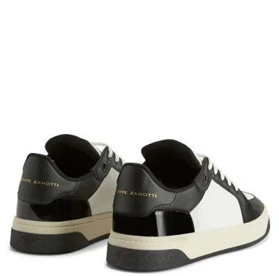 Giuseppe Zanotti Leather Sneakers With Patent Accents In Black
