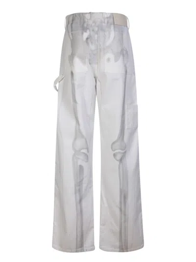 Off-white Carpenter Body Scan Print Loose-fitting Jeans In White