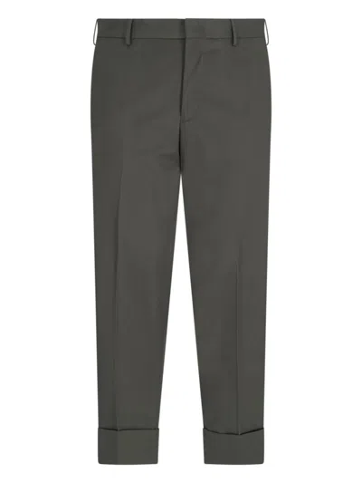 Pt Torino Chino Pants With Pleats And Feather Detail In Green