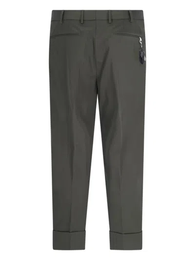 Pt Torino Chino Pants With Pleats And Feather Detail In Green