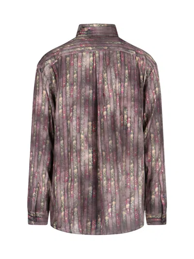 Y/project Pocketed Floral Striped Long Sleeve Top In Brown