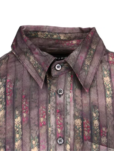 Y/project Pocketed Floral Striped Long Sleeve Top In Brown