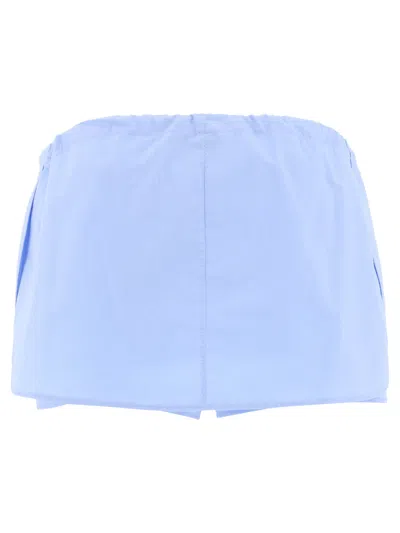 Alexander Wang Drawstring Skort With Crystal Hotfix Short Light Blue