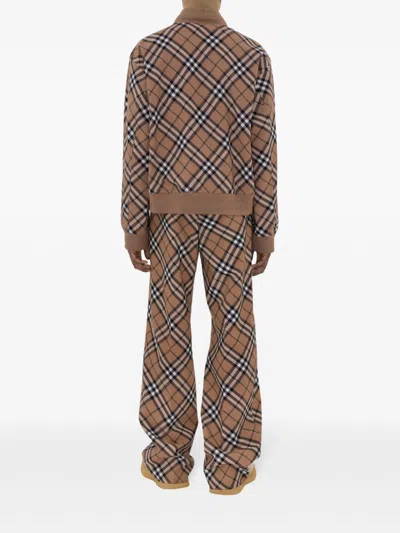 Burberry Check Print Wool Blend Harrington Jacket