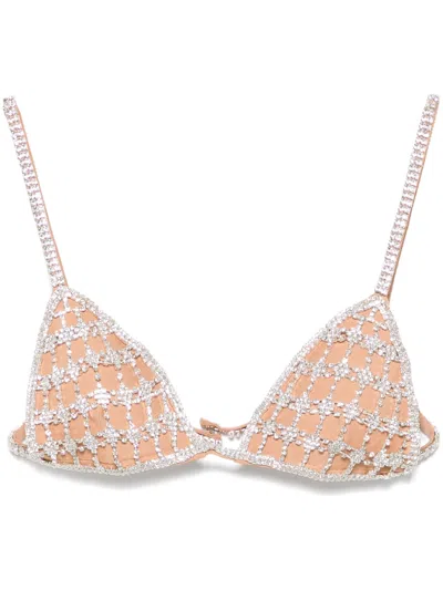 Self-portrait Crystal Chainmail Bralette With Sheer Triangle Cups
