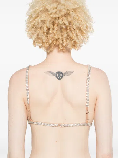 Self-portrait Crystal Chainmail Bralette With Sheer Triangle Cups