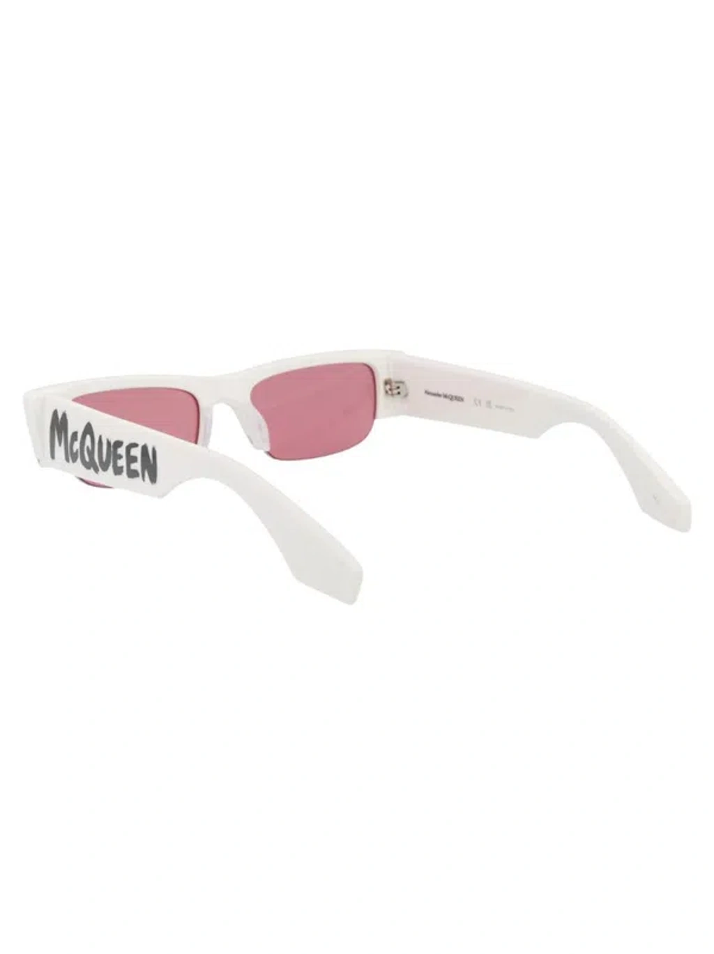 サングラス ALEXANDER MCQUEEN Woman Sunglasses White AM0404S 005 Alexander Mcqueen Eyewear Rectangle Frame Sunglasses In