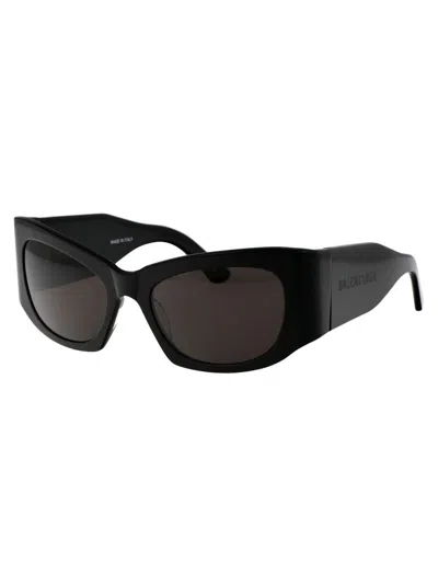 Balenciaga Grey Rectangular Ladies Sunglasses Bb0321s 001 57 In 001 Black Black Grey