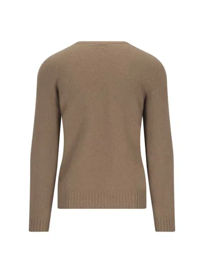 Drumohr Ribbed Crewneck Sweater With Soft Texture In Brown