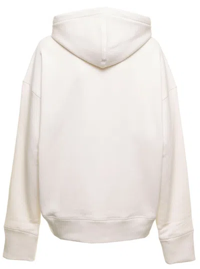 Jil Sander Logo Print Cotton Hoodie In Neutral