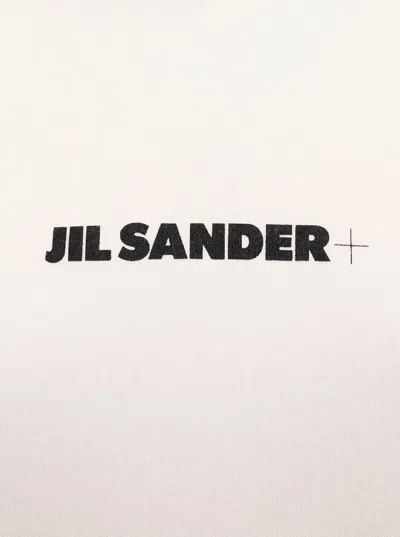 Jil Sander Logo Print Cotton Hoodie In Neutral
