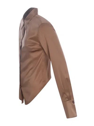 Pinko Chemise En Satin De Soie In Brown