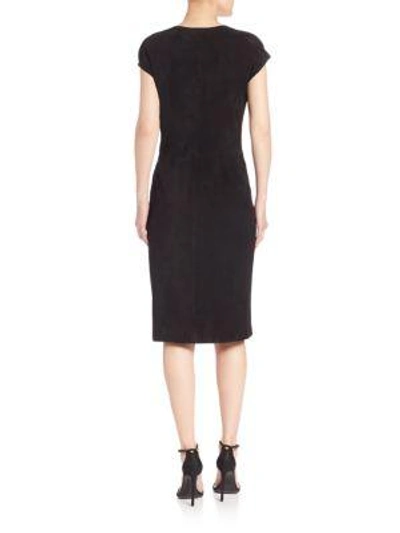 Shop Polo Ralph Lauren Suede Cap-sleeve Wrap Dress In Polo Black