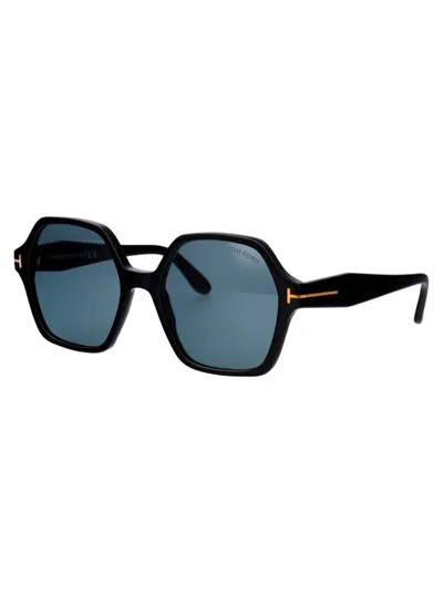 Tom Ford Squared Sunglasses Ft1032 01 A In 01a Nero Lucido / Fumo