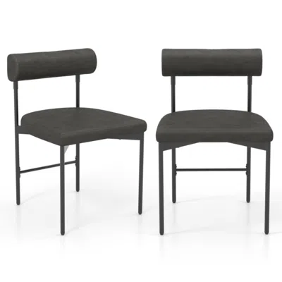 Hivvago Faux Leather Upholstered Kitchen Side Chair Set Of 2 With Curved And Padded Backrest-brown