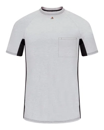 Bulwark Short Sleeve Fr Two-tone Base Layer With Concealed Chest Pocket- Excel Fr In Grey