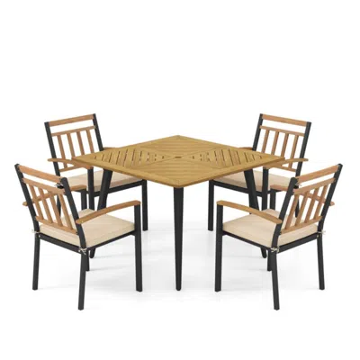 Hivvago 5 Pieces Patio Dining Set With Cushions And 1.9 Inches Umbrella Hole
