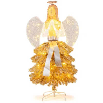 Hivvago 5.2 Feet Lighted Angel Artificial Christmas Tree With Warm White Led Lights