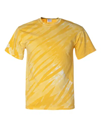 Dyenomite Tiger Stripe Tie-dyed T-shirt In Gold
