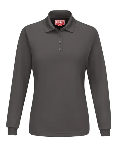Red Kap Women's Long Sleeve Performance Knit Polo In Pink
