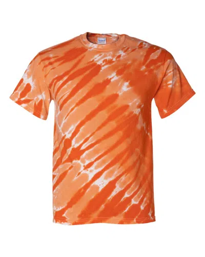 Dyenomite Tiger Stripe Tie-dyed T-shirt In Orange
