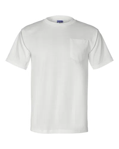 Bayside Usa-made Midweight Pocket T-shirt In White