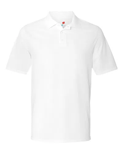 Hanes Piqué Polo In White