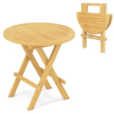 Hivvago Portable And Compact Outdoor End Table With X-shaped Legs And Slatted Tabletop