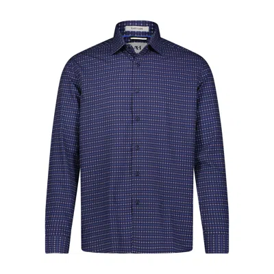 Shop American Heritage Navy Blue Check Hidden Button Down Long Sleeve Shirt