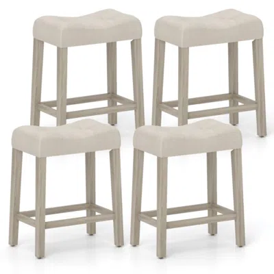 Hivvago Set Of 4 Upholstered Counter Height Bar Stool With Curved Saddle-seat-gray