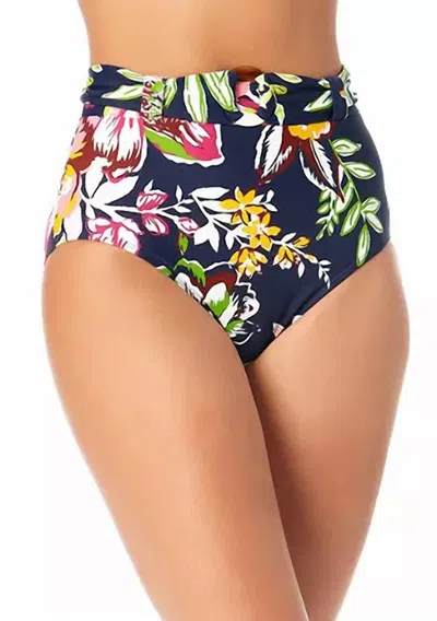 ANNE COLE BELTED HIGH WAIST SWIM BOTTOMS IN TROPICAL BLOOM 