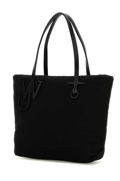 Jw Anderson Puffy Anchor Shopping Bag With Top Handles In Black