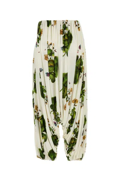 Loewe Leaf-print Draped Wide-leg Trousers In Printed