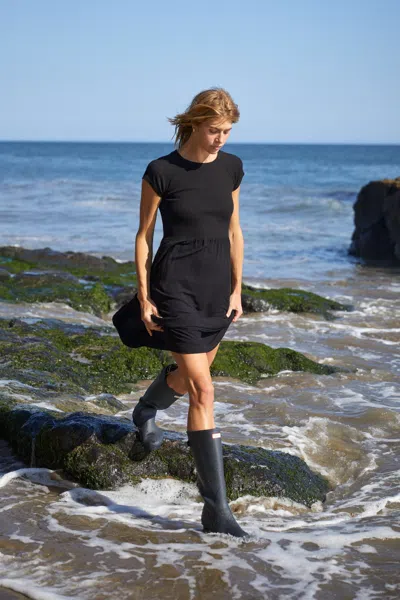 Monrow Mix Media Maxi Dress In Black