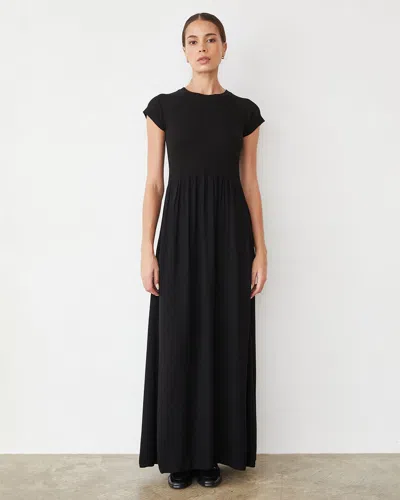 Monrow Mix Media Maxi Dress In Black