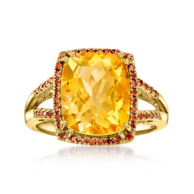 Ross-simons Citrine And . Red Diamond Ring In 18kt Gold Over Sterling In Orange