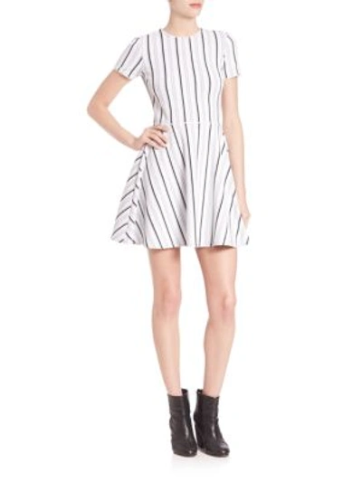 Shop Opening Ceremony Striped Fit-&-flare Dress In White-multi