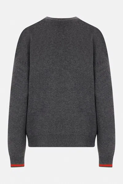 Gucci Wool And Cashmere Sweater With Web Details In Grey