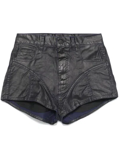 Mugler Straight Patchwork High-rise Shorts In Midnight Blue/black