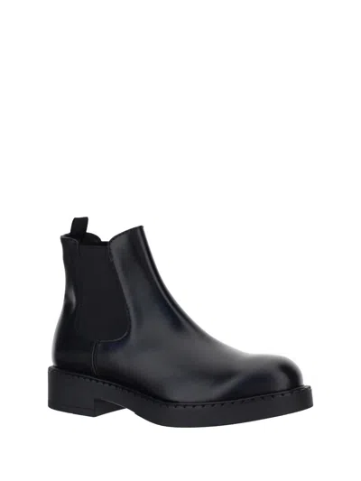 Prada Brushed Chelsea Boots In Black