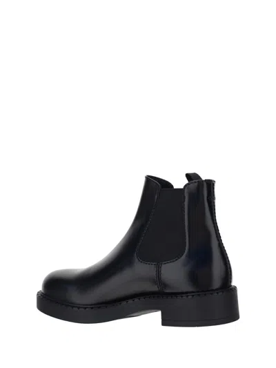 Prada Brushed Chelsea Boots In Black