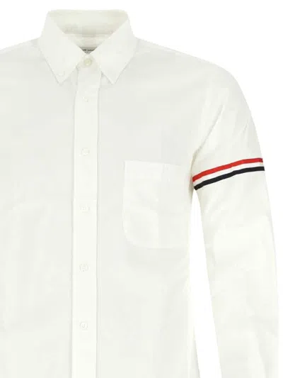 Thom Browne Cotton Shirt With Chest Pocket And Cuffed Sleeves In White