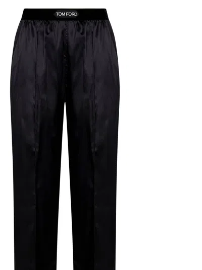 Tom Ford Black Loose Pants With Logo In Black