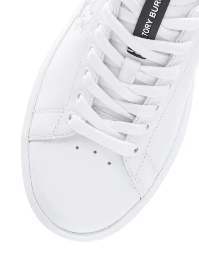 Tory Burch Double T Howell Leather Sneakers In White